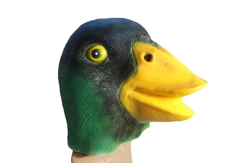 Green duck 1 шт. маска для Хэллоуина, костюм для вечеринки, товары для косплея, динозавр, утка, попугай, маскарадная латексная маска, забавные игрушки - Цвет: Green duck