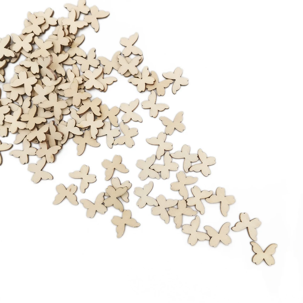 100 шт. 10 мм деревянные бабочки ремесло украшения МДФ деревянный вырез Скрапбукинг