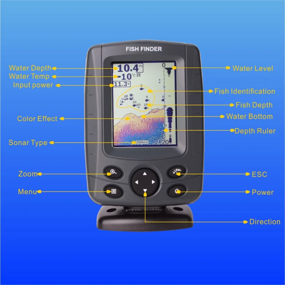 Phiradar FF688C 3.5 &quotЦветной ЖК-ДИСПЛЕЙ Лодка Искатель Рыб 200 КГц/83 КГц Dual Частота Sonar 300 М