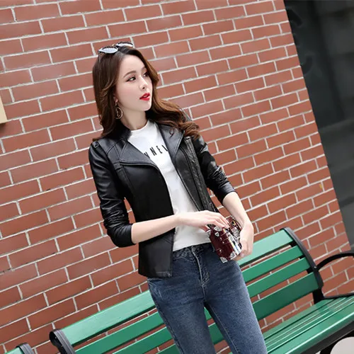 ZQLZ 2018 черная мотоциклетная куртка из искусственной кожи Женская бомбер с