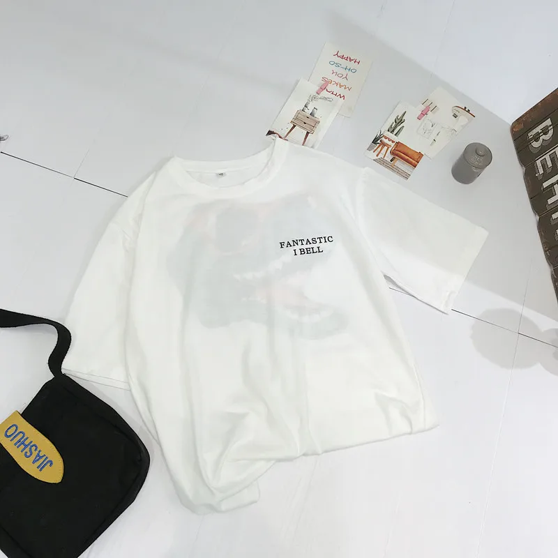 Женская футболка с принтом звезды Корейская и Европейская свободная короткими