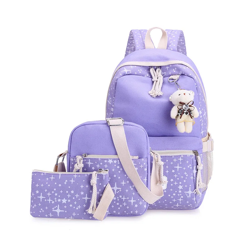 ZIRANYU 3 шт./компл. женские холщовые школьные рюкзаки школьная сумка для колледжа