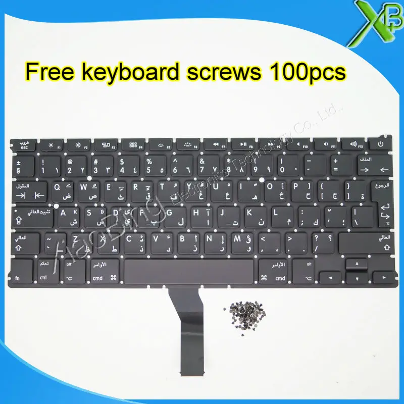 5PCS--Brand New Arab Arabic Keyboard+100pcs keyboard screws For MacBook Air 13.3