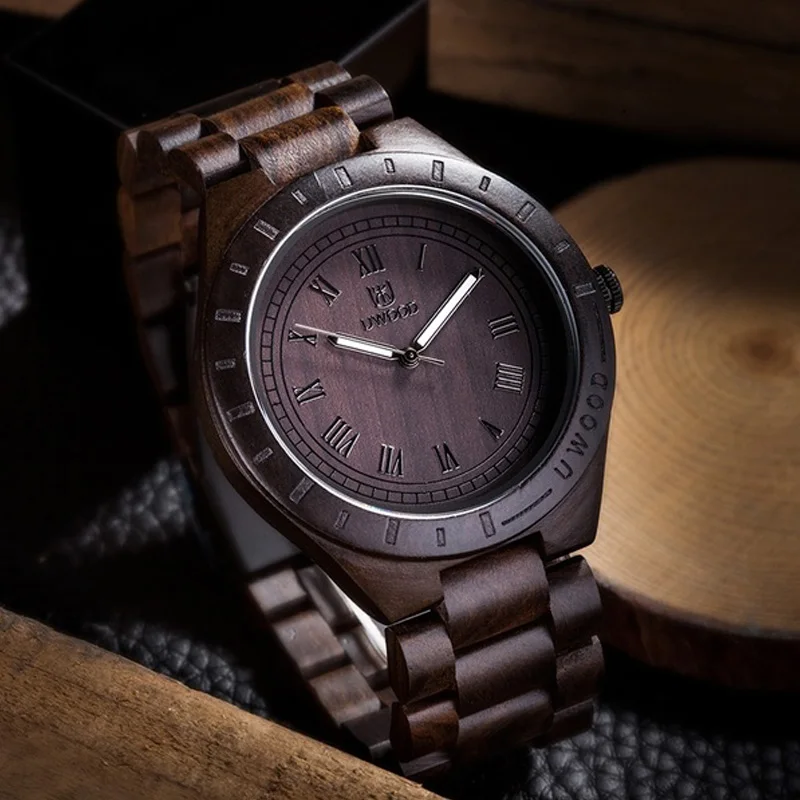 

Uwood Natural Solid Wooden Watch Men Luminous Quartz Casual Wood Wristwatch Luxury Brand Fashion Gift For Male Best Selling 2019
