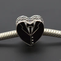 high quality 925 sterling silver heart groom suit charms beads bracelet original diy jewelry bracelet birthday anniversary gift