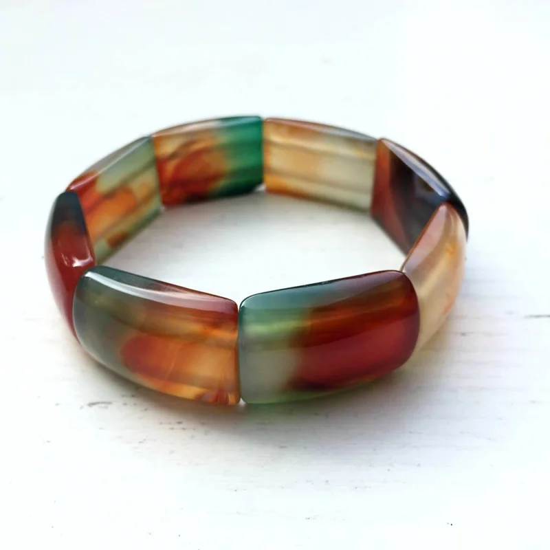 Mixed color Ботсвана Сердолик полосатые Агаты бусины эластичный браслет 7," L для женщин очаровательный браслет pierre naturelle - Окраска металла: Mixed color