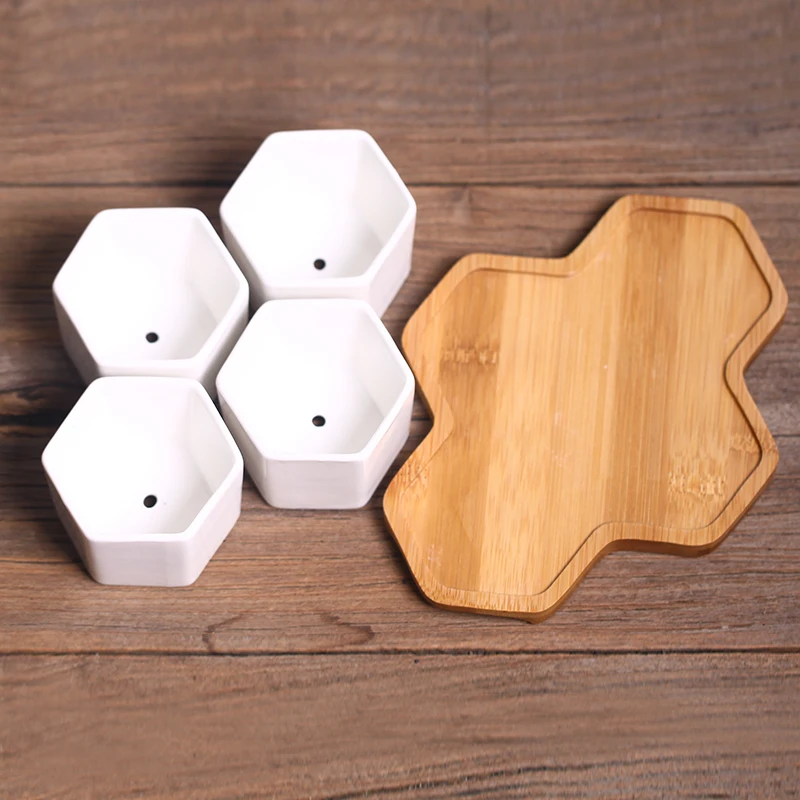 Керамическая ваза для цветов шестиугольная декоративная керамическая из