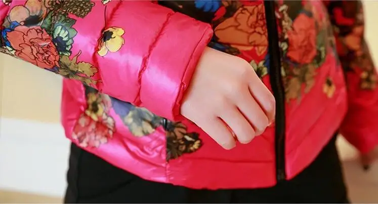 2017 зимняя женская куртка со стоячим принтом пуховое пальто с хлопковой