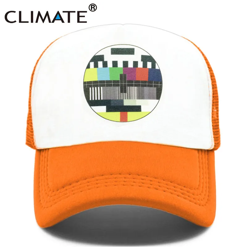 Orange Климат забавная Кепка Дальнобойщика шляпа мужчины ТВ нет сигнала сигнальная Кепка s летняя крутая Кепка водителя грузовика s забавная сетка крутая Кепка s шляпа - Цвет: Orange
