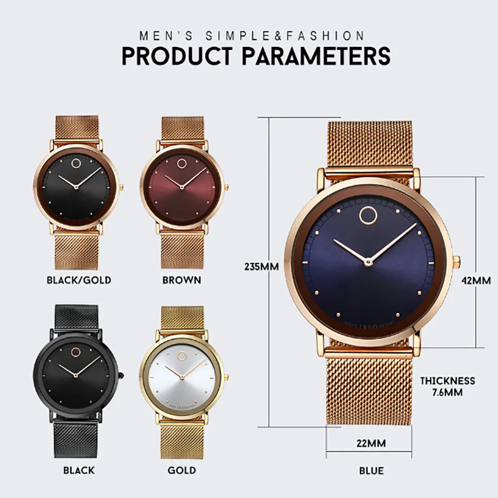 Новинка 2019 модные ультратонкие часы IBSO в простом стиле с браслетом Мужские