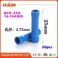 20pcslot blue butt splice connector seam type cable wire joiner fully insulation crimp terminal for 1 5 2 5mm216 14awg
