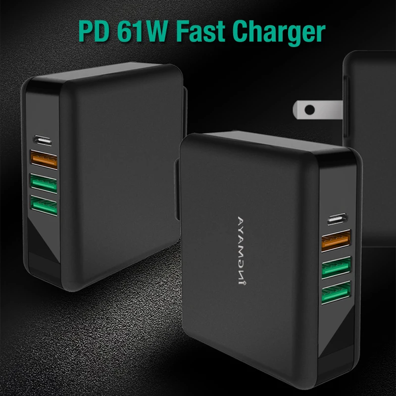 INGMAYA PD usb type C зарядное устройство 61 Вт QC 3,0 питания для iPhone iPad Macbook hp Dell ASUS Acer Samsung S10 S10+ Note 9 Huawei P30 Pro Matebook USB-C настенный адаптер