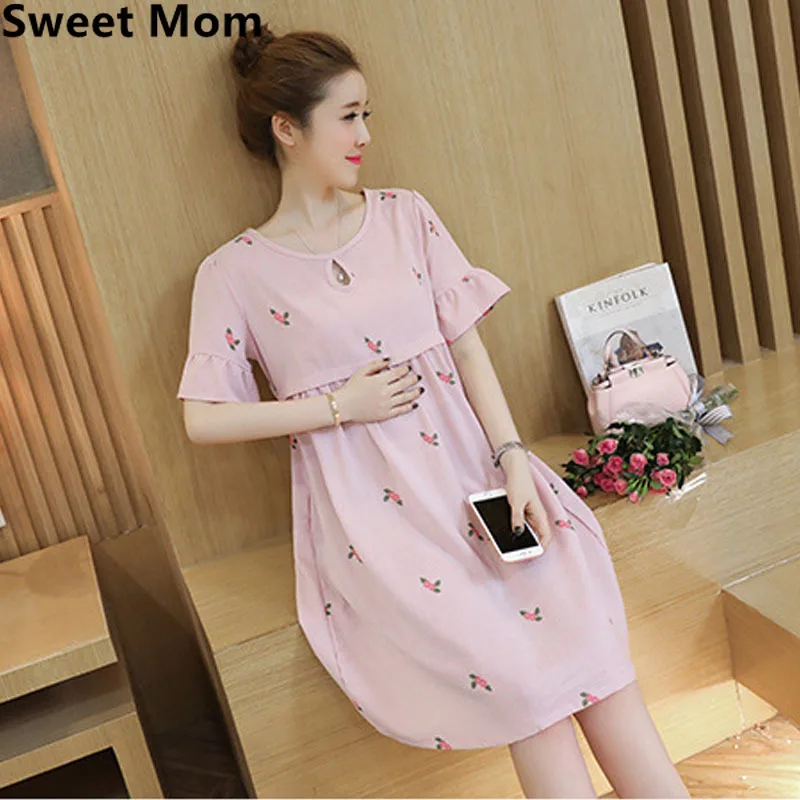 Print Zipper Feeding Pregnancy Dress Nursing Maternity Dresses for Pregnant Women Clothes Casual Breastfeeding Vestido | Мать и ребенок