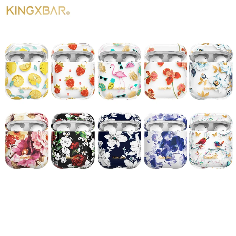 Оригинальный KINXBAR чехол с кристаллами для Airpods стразы Apple животное цветок элемент