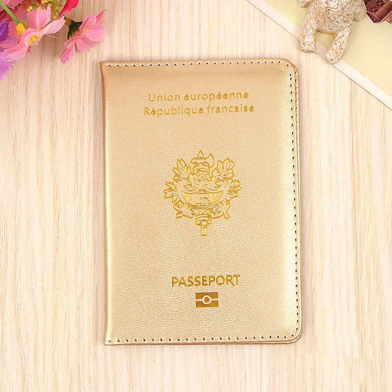 Чехол для паспорта Klsyanyo для Francaise из искусственной кожи, Обложка для паспорта во Франции, чехол для паспорта во французском стиле для мужчин Wo для путешествий - Цвет: Gold