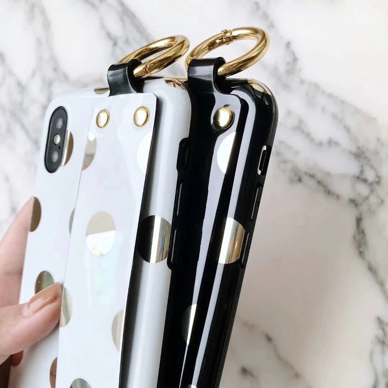 Мода горошек ремешок Kickstand чехол для iphone X XS XR XSMAX 6 7 8 plus задняя крышка мягкая IMD