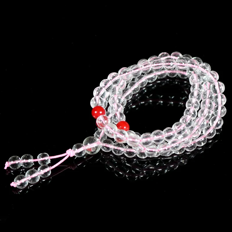 Буддийские бусины с натуральными прозрачными белыми кристаллами диаметром 6 мм