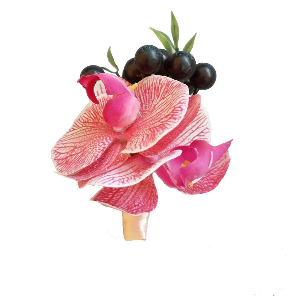 WeddingBobDIY искусственный цветок фаленопсиса жених бутоньерка свадебная на запястье