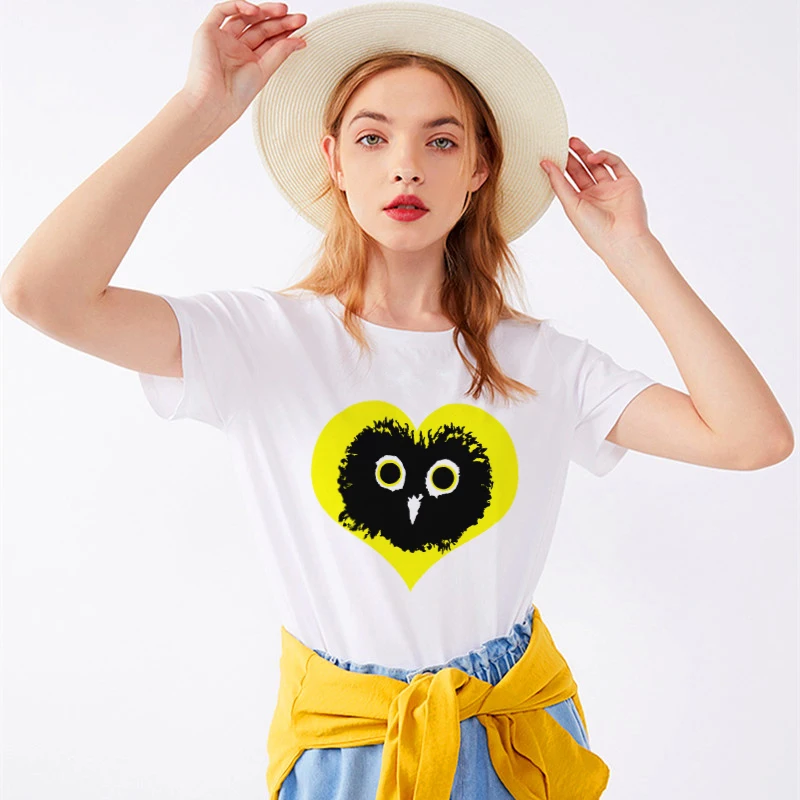 Harajuku Aesthetic Tshirt Women Cotton 2019 Funny Cut Owl T-shirt Female Short Sleeve Sexy T Shirt Tumblr Plus Size Tops Tees | Женская