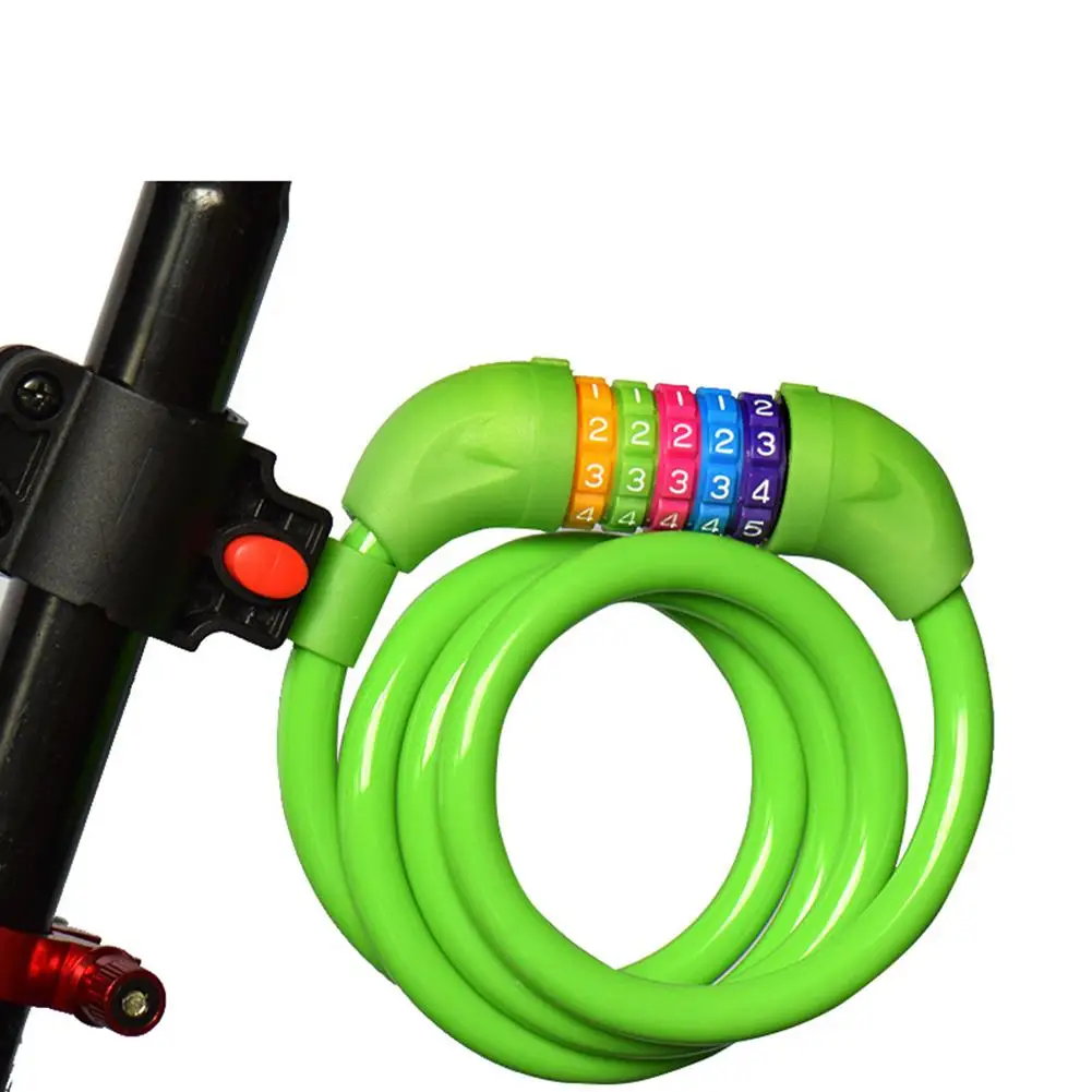 LumiParty Bike Cycling Lock 5 Digit Code Combination Bicycle Security Steel Cable Spiral accessories | Спорт и развлечения