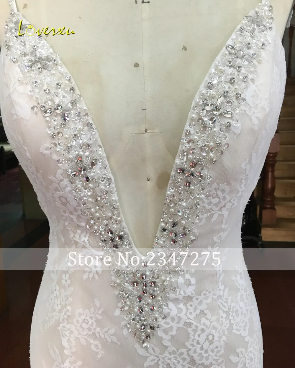 Loverxu Vestido De Noiva Sexy Глубокий V средства ухода за кожей шеи кружево Русалка Свадебные
