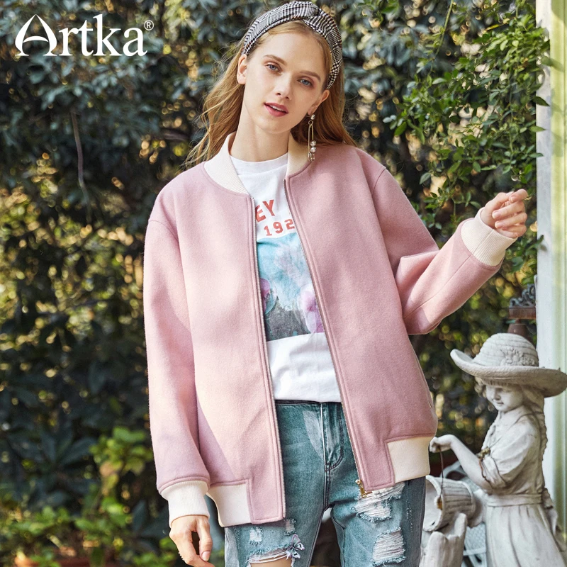 ARTKA Женская Весенняя и летняя новая шерстяная розовая бейсбольная форма Верхняя