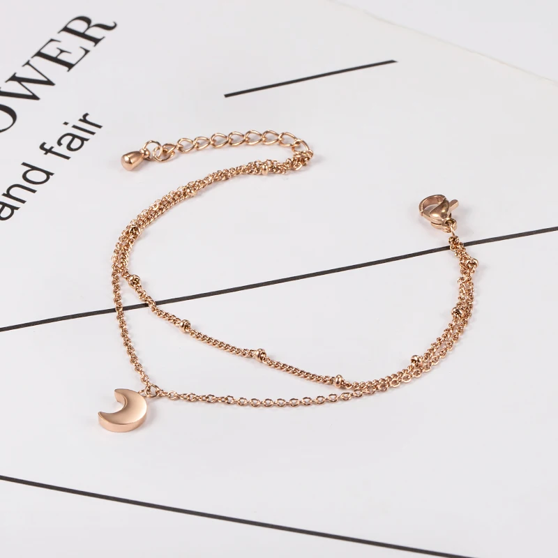 Moon Shells Bracelet Titanium Steel Material Inlaid Natural Rose Gold Color Trendy Bracelets Women Jewelry Birthday Gift | Украшения и