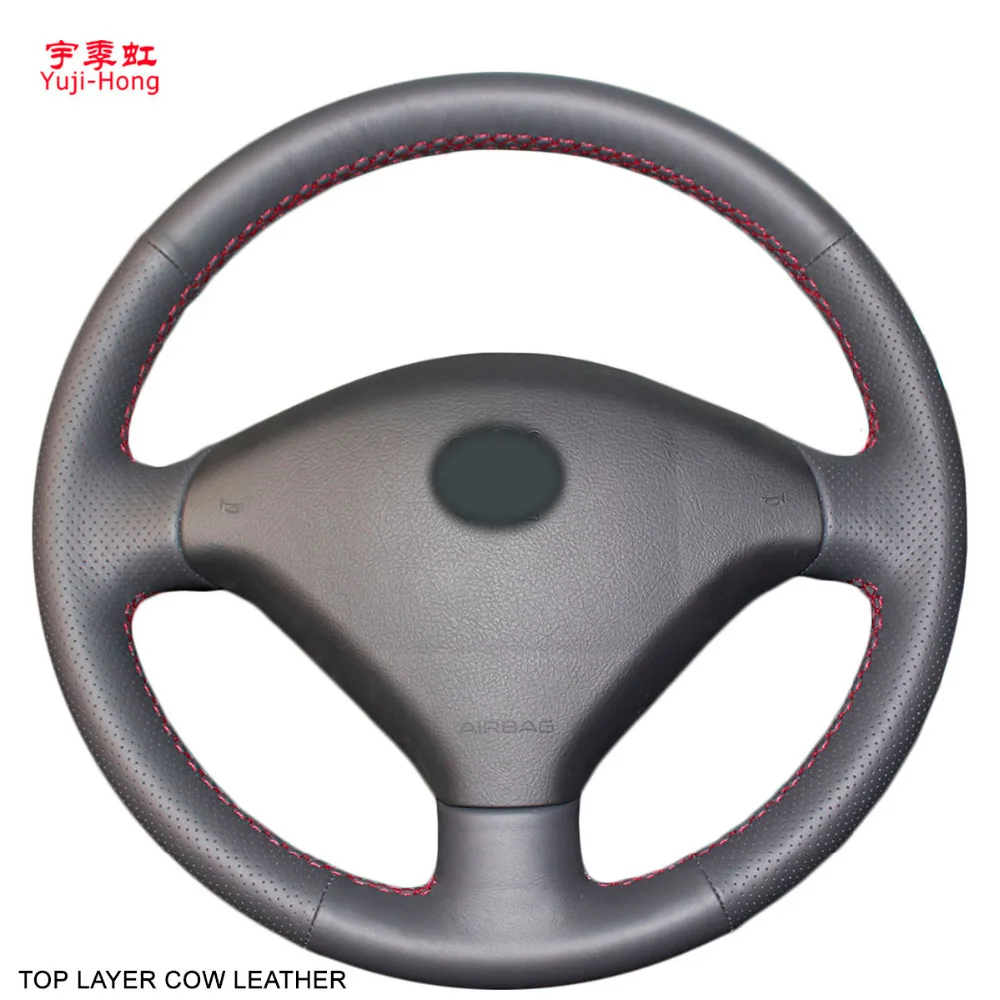 

Yuji-Hong Car Steering Covers Case for Peugeot 307 2004-2010 Top Layer Genuine Cow Leather Hand-stitched Auto Wheel Cover
