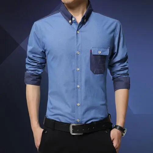 New Mens Fashion Casual Shirt Long Sleeve Solid Luxury Business Formal Slim | Мужская одежда