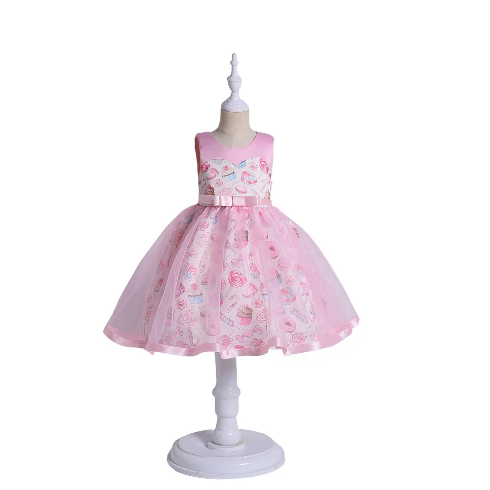 Cute Kids Ice-cream Dress Baby Girl Birthday Party Christmas Dresses Children Princess Ball Gown Wedding Clothes pink 3-8T | Детская