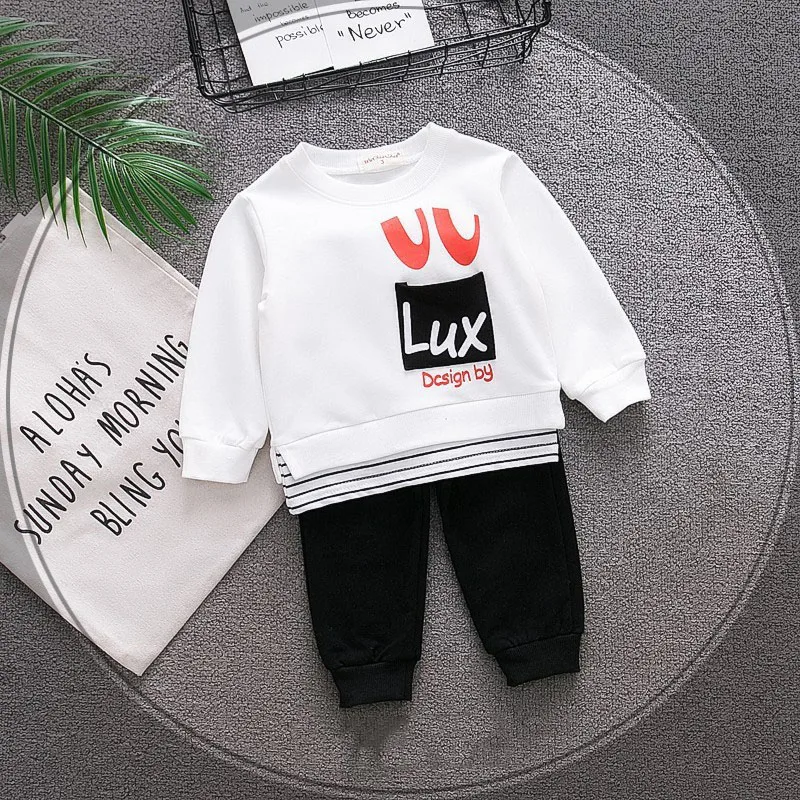 DOSOMA Children Clothing Boys Cotton Letter Printing Sweater+Cartoon Pant 2Pcs 2018 Spring Set Tracksuit For |