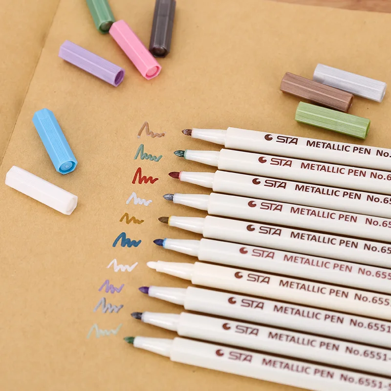 

1PC Kawaii 1mm Ink Metal Color Highlighters Marker Pen Marker Pens Writing Drawing School Office Supplies Stationery sl1702