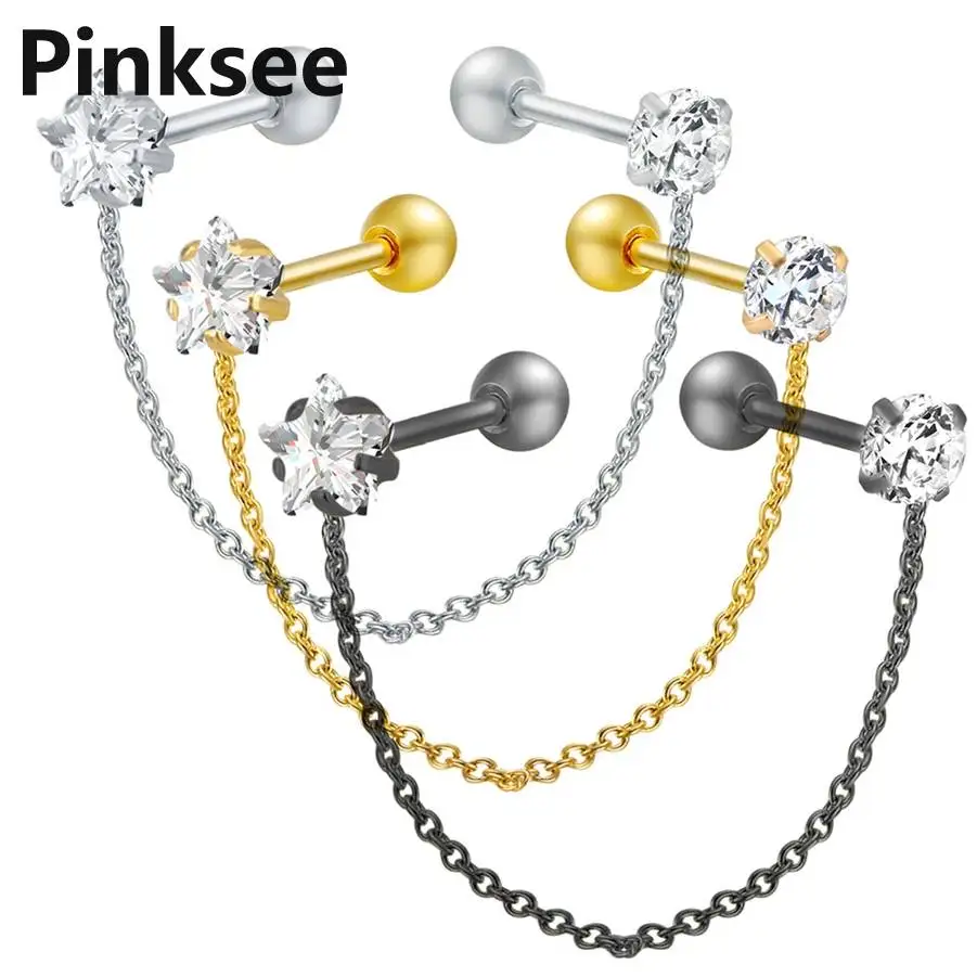 1 шт. титановое кольцо для губ Labret с цирконом анодированное внутренняя резьба