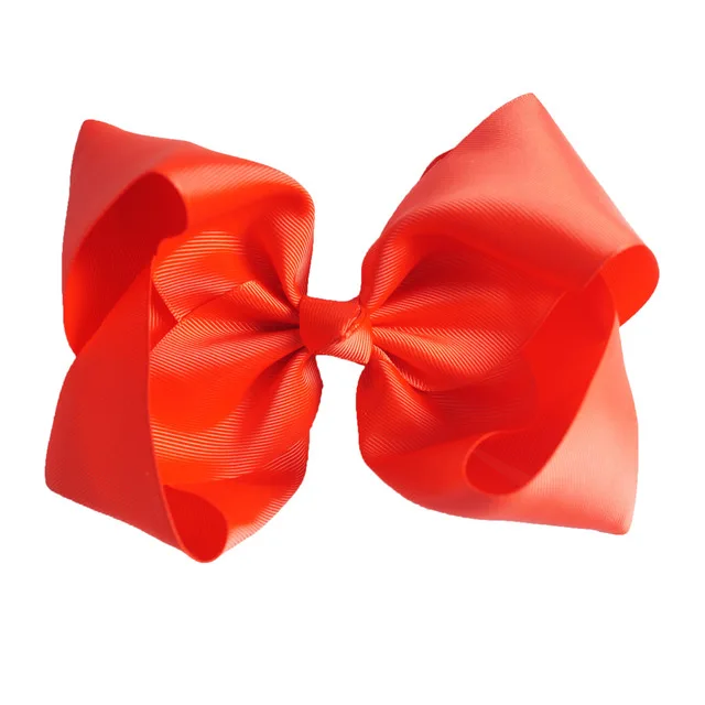 Poppy red 8 дюймов, ручная работа, твердый большой бант для волос для девочек, детский бант из корсажной ленты с зажимами, бутик, большие аксессуары для волос - Цвет: Poppy red