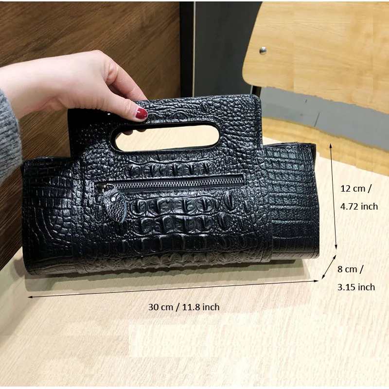 HIGHREAL Female Clutch Bag Crocodile Pattern Cowhide Leather Women Envelope Evening Party Messenger Bags Drop Shipping | Багаж и сумки