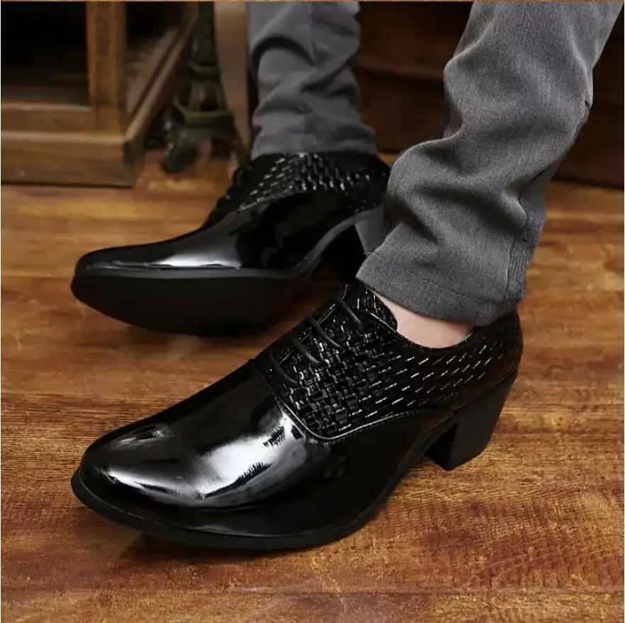 Туфли мужские кожаные заостренный носок увеличенный рост деловой стиль черные