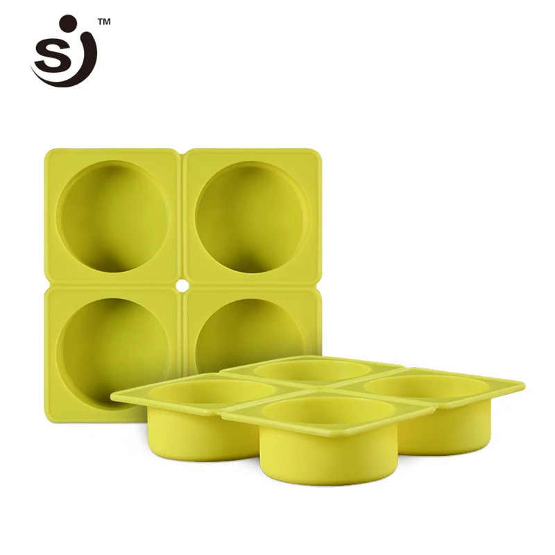 

SJ Food Silicone Mold Round 4-Cavity Handmade Maker Soap Mold Soap Making Molds,Not stick