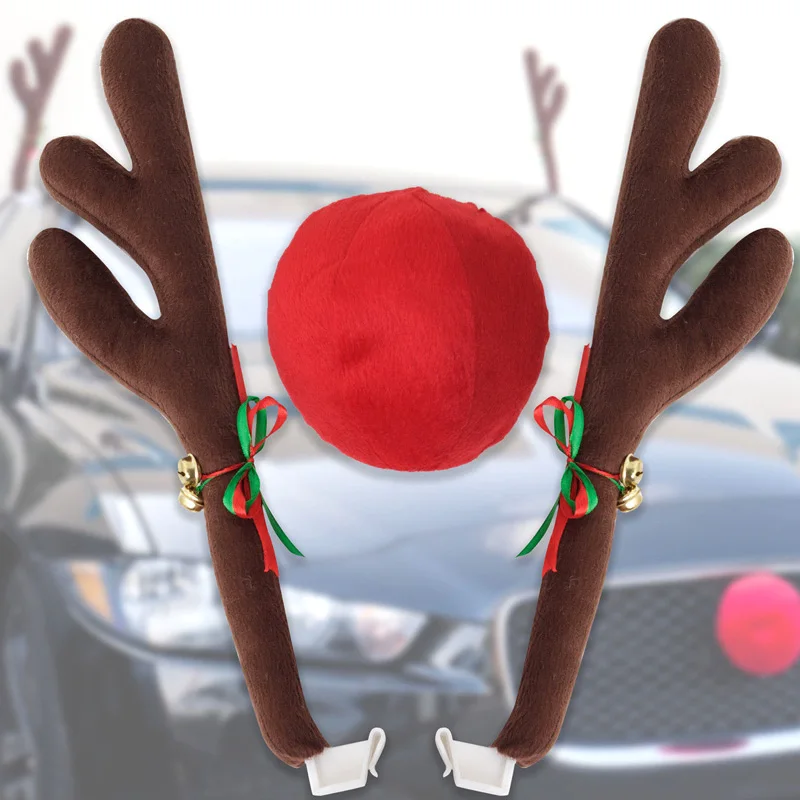 Горячие оленьи рога Jingle колокольчики костюм Рудольф автомобиль Рождественский