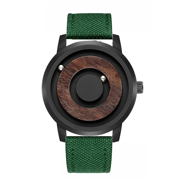 Green Canvas EUTOUR, часы с магнитным шаром для шоу, мужские холщовые часы с кожаным ремешком, мужские наручные часы, модный браслет, водонепроницаемые кварцевые часы, мужские часы - Цвет: Green Canvas