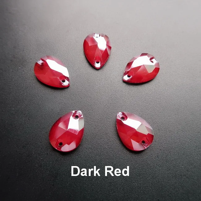 A20 Dark red Прозрачные карамельные Стразы в форме капель с плоской задней частью, украшенные кристаллами, с двумя отверстиями, 4 размера, стразы для одежды, обуви, сумок, сделай сам - Цвет: A20 Dark red