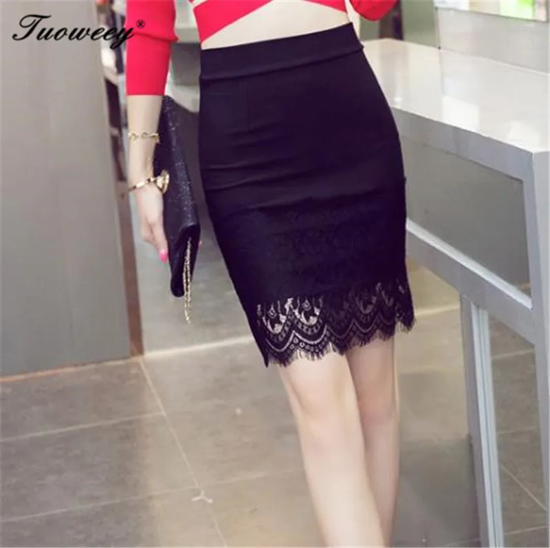 2019 размера плюс черного цвета для офиса пикантная тонкая юбка карандаш женщин