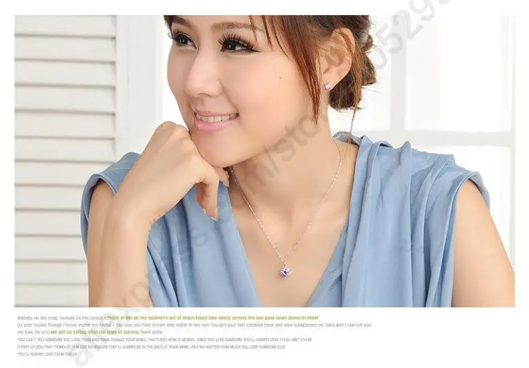 

Wholesale Necklaces 925 Sterling Silver Purple Cubic Zirconia Kitty Cat Face Pendant Necklace For Lady Jewellery Party