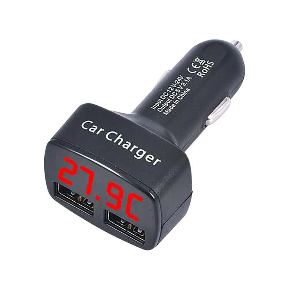 Red USB 4 в 1 Автомобильное зарядное устройство DC5V 3.1A USB с напряжением/температурой/током тестер адаптер цифровой дисплей - Цвет: Red