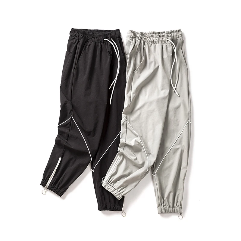 2018 Корейские осенние мужские модные полосатые брюки на молнии с декоративной