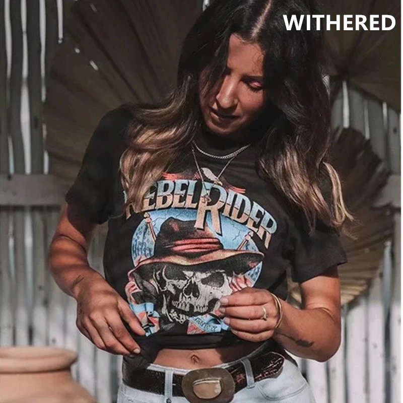 Уличная однотонная хлопковая Футболка с принтом скелета для женщин harajuku camisetas verano mujer plu Размер оверсайз