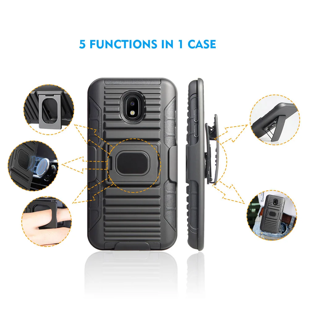 Magnetic Armor Case Ring Stand Belt Clip Holster Cover For Samsung Galaxy J3 2018/Achieve/Orbit/J3 V 3rd Gen/Aura/Eclipse 2/Star | Мобильные
