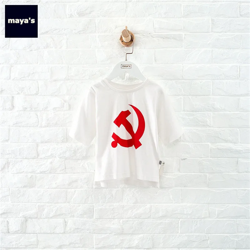 Mayas/летние детские рубашки с камуфляжным принтом белые хлопковые мягкие топы с короткими рукавами и принтом для малышей, модные базовые рубашки 81182