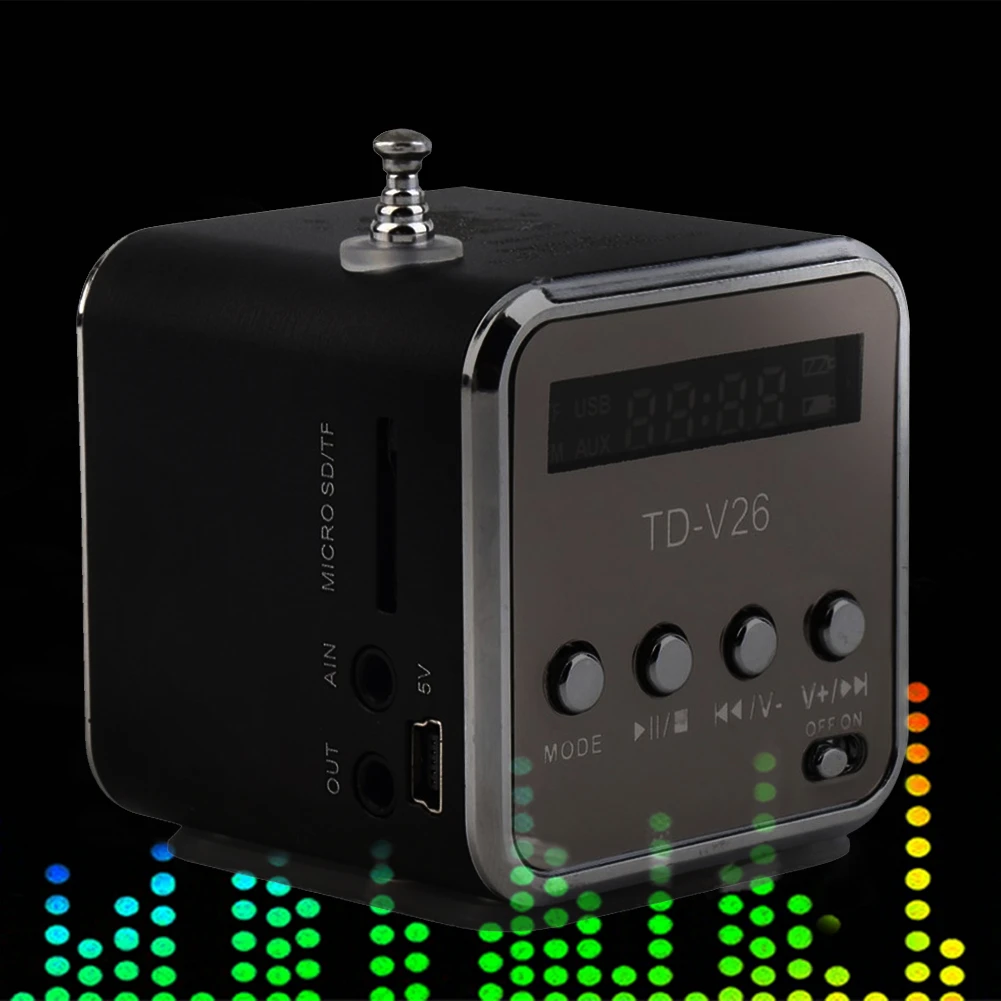 TD V26 портативный радио динамик с ЖК дисплеем Поддержка Micro SD/TF MP3 музыкальный плеер