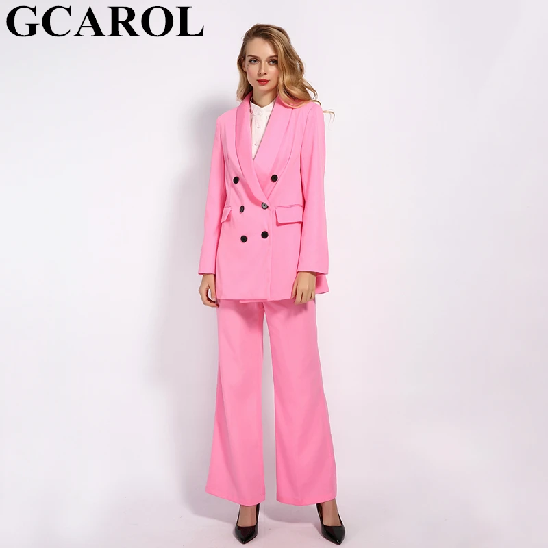 GCAROL Новое поступление женский комплект из 2 предметов s розовый OL костюм и прямые брюки элегантные комплекты из 2 предметов