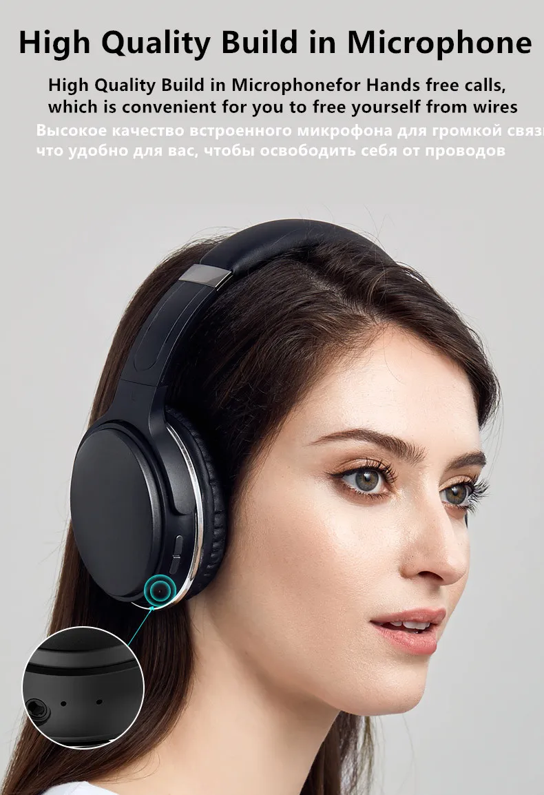 Tourya HZ08 Bluetooth 4,2 Наушники Накладные наушники беспроводные складные наушники Регулируемая гарнитура с микрофоном для ТВ ПК телефонов